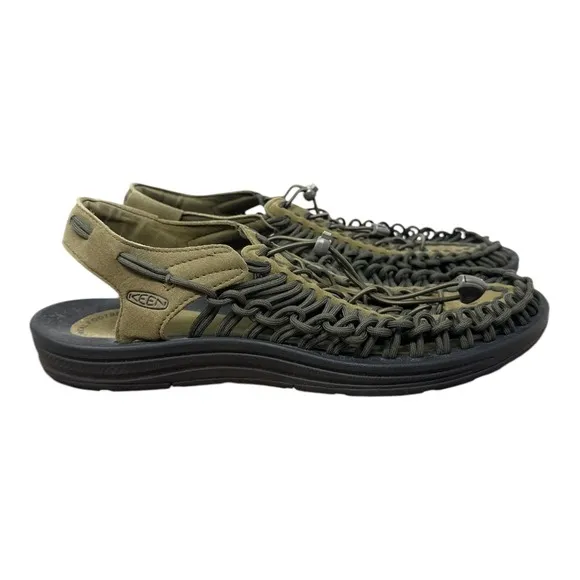Keen Uneek Sandals Men's 11 Olive Black Slip On Logo Outdoor Hiking Water Shoes