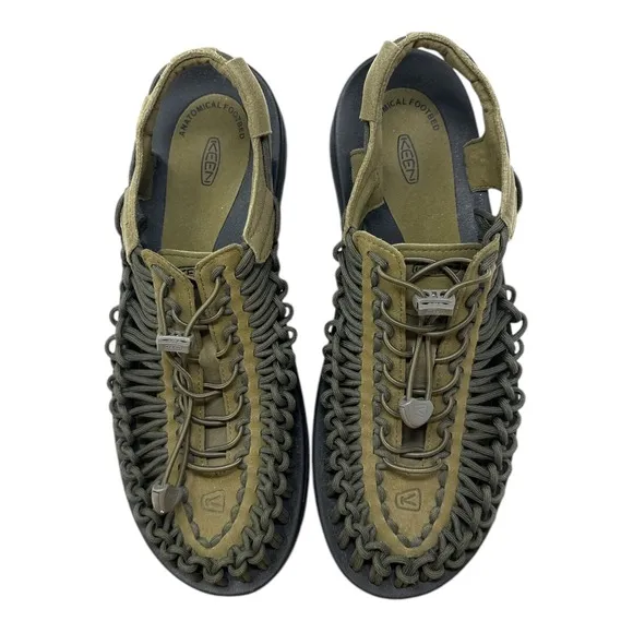 Keen Uneek Sandals Men's 11 Olive Black Slip On Logo Outdoor Hiking Water Shoes