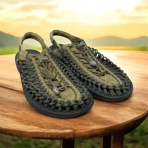 Keen Uneek Sandals Men's 11 Olive Black Slip On Logo Outdoor Hiking Water Shoes