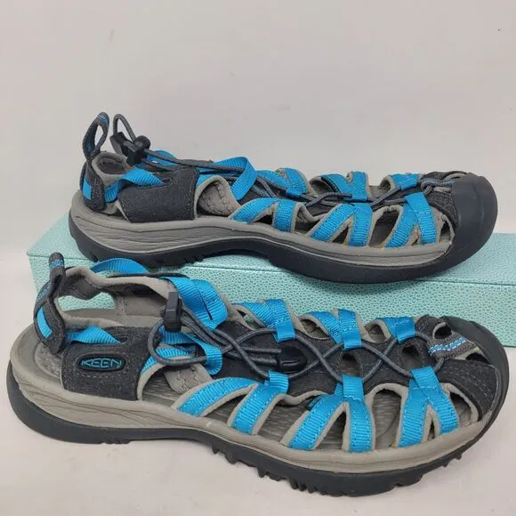 KEEN Whisper Closed Toe Sport Sandals Womens Sz 8.5 M Blue Gray Black Water NEW