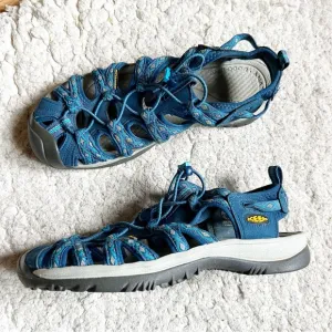 Keen: Women's Blue Yellow Whisper Aztec Sandals Size 9