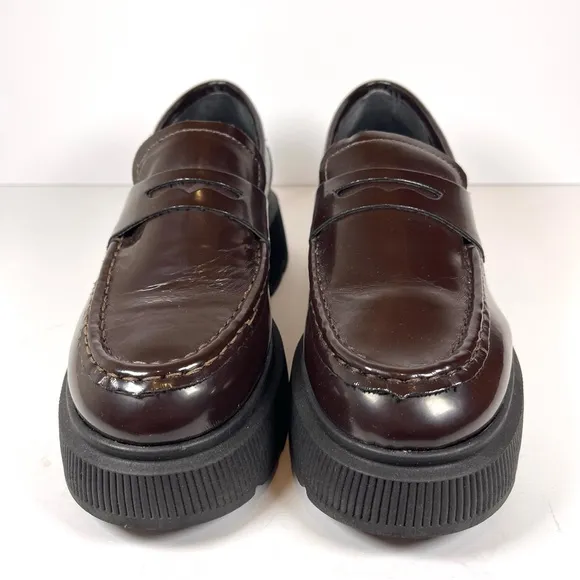 Kenneth Cole Marge Brown Patent Slip-On Loafers with Chunky Sole Size 7 Women’s