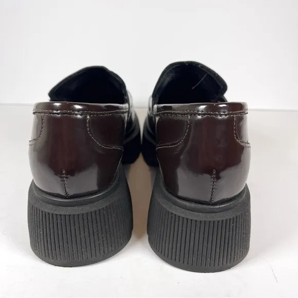 Kenneth Cole Marge Brown Patent Slip-On Loafers with Chunky Sole Size 7 Women’s
