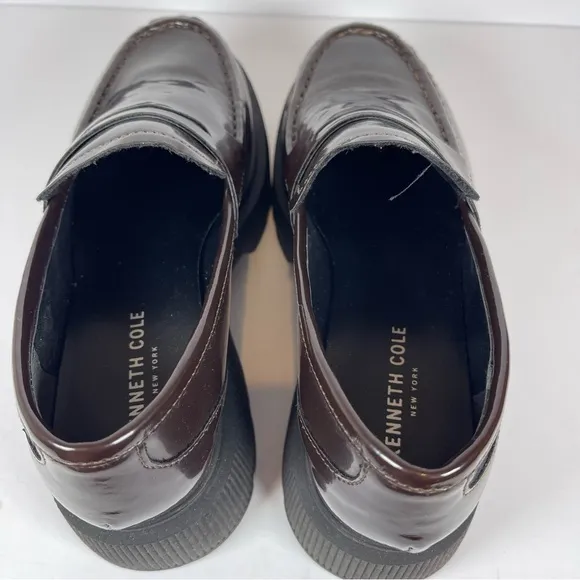 Kenneth Cole Marge Brown Patent Slip-On Loafers with Chunky Sole Size 7 Women’s