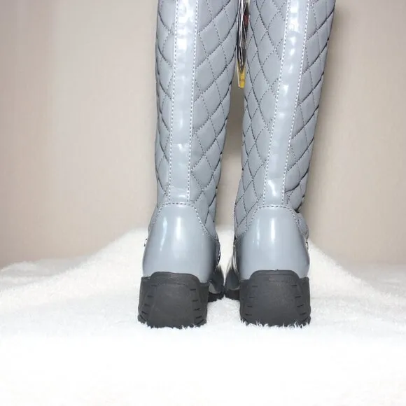Khombu Womens Marylin Quilted Waterproof Winter Boots Pewter Gray Size 7 NWT