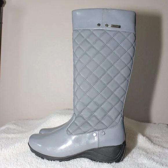 Khombu Womens Marylin Quilted Waterproof Winter Boots Pewter Gray Size 7 NWT