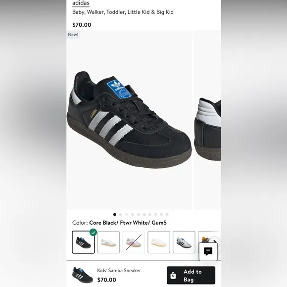 Kids Adidas Black and White Sneakers