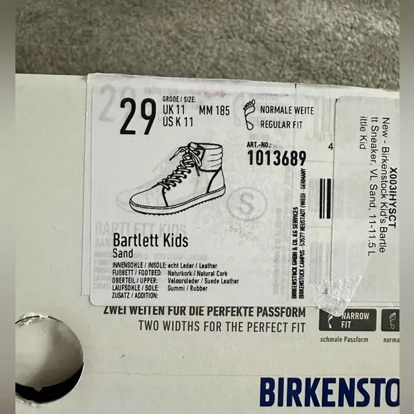 Kids Bartlett Birkenstock Boots - Size 29 (US 11) - Suede - New In Box - Sand
