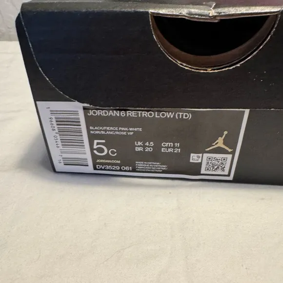 Kids Jordan 6 Retro Black and Pink Sneakers!!