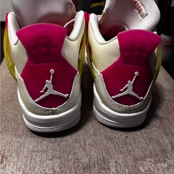 Kids Jordan Retro Sneakers - White, Yellow, and Pink