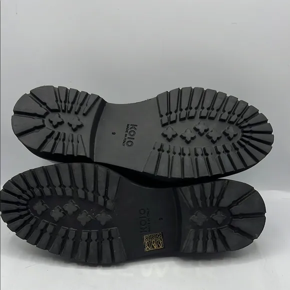 KOIO Sz 9 Arezzo Black White Slip-On Loafers Platform Sole NEW