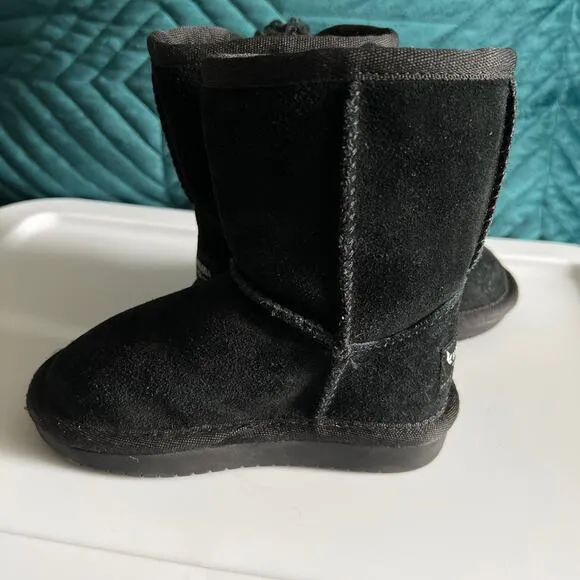 Koolaburra by Ugg Toddler Snow Boots Girls Size US 7 Black Bow Accents