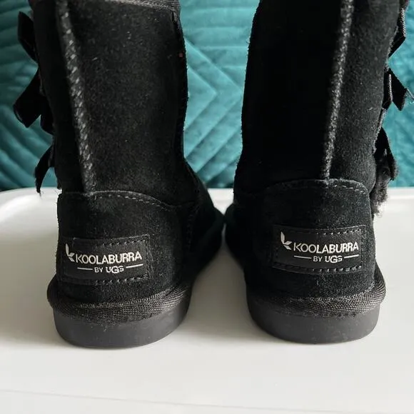Koolaburra by Ugg Toddler Snow Boots Girls Size US 7 Black Bow Accents