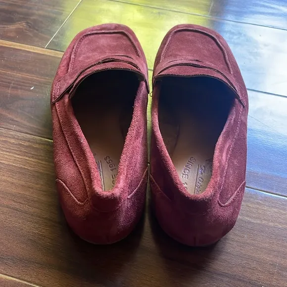 Kork-Ease Womens Size 7 Pisa Dark Red Suede Slip On Penny Loafers Shoes