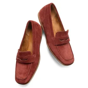 Kork-Ease Womens Size 7 Pisa Dark Red Suede Slip On Penny Loafers Shoes