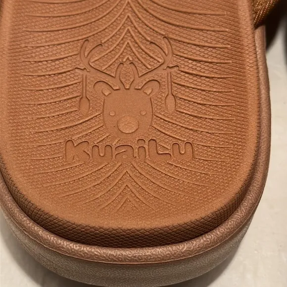 KuaiLu Leather Sport Flip Flops Comfort Orthotic Thong size 13 Brown Sandals NEW