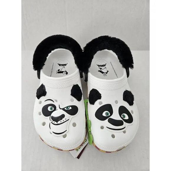 Kung Fu Panda Kids Crocs Size J 3 Nwt Po Fuzzy Back Universal Studios Vacation