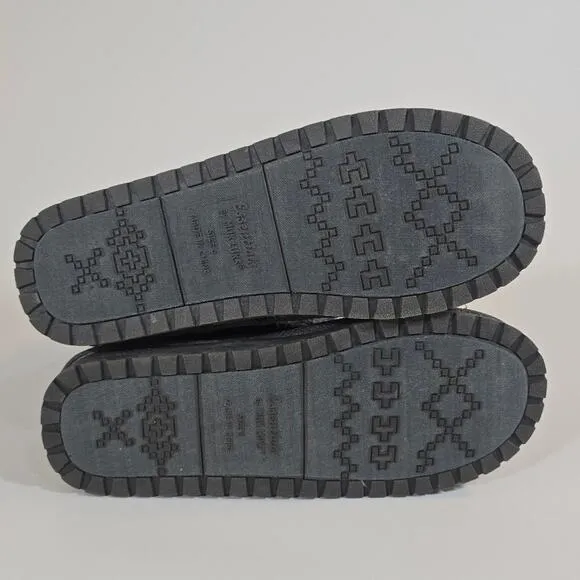 L Essentials by Muk Luks Grey Blue Knit Cheryl Snow Boots NWT Size 6 Winter Cozy