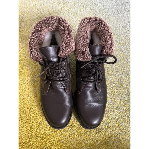 La Canadienne Boots Size 10 Dark Brown Lace Up Shearling Women’s