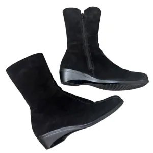 La CANADIENNE Elena Waterproof Black Suede Shearling Lined Boots Womens Size 7.5
