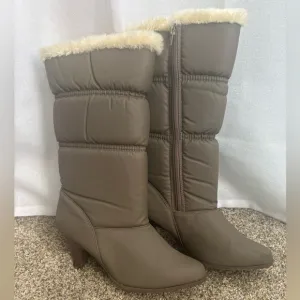 LaCrosse VINTAGE Womens Satin Shearling Winter Boots 10 High Heel 70s 80s NEW!