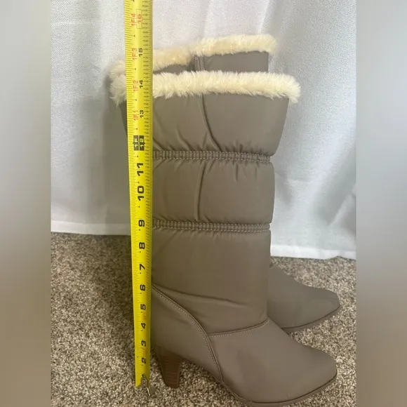 LaCrosse VINTAGE Womens Satin Shearling Winter Boots 10 High Heel 70s 80s NEW!