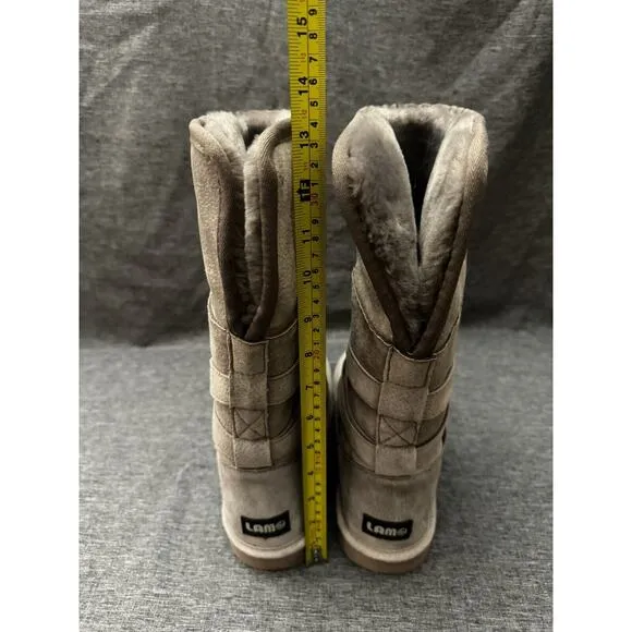 LAMO Tan Shearling lined Womens Suede Boots Size 9.5