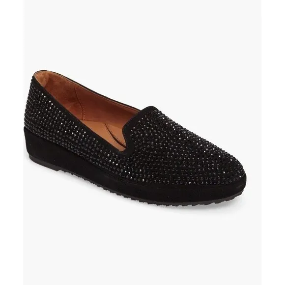 L'Amour Des Pieds Black Correze Embellished Sparkly Loafers Comfort Shoe - 5.5