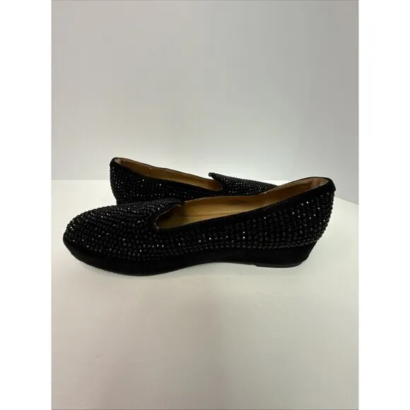 L'Amour Des Pieds Black Correze Embellished Sparkly Loafers Comfort Shoe - 5.5