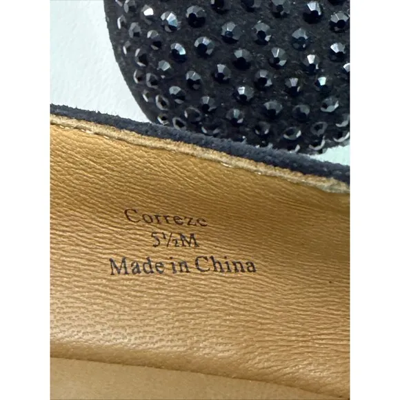 L'Amour Des Pieds Black Correze Embellished Sparkly Loafers Comfort Shoe - 5.5