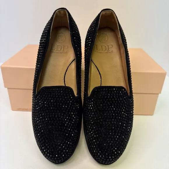 L'Amour Des Pieds Black Correze Embellished Sparkly Loafers Comfort Shoe - 5.5