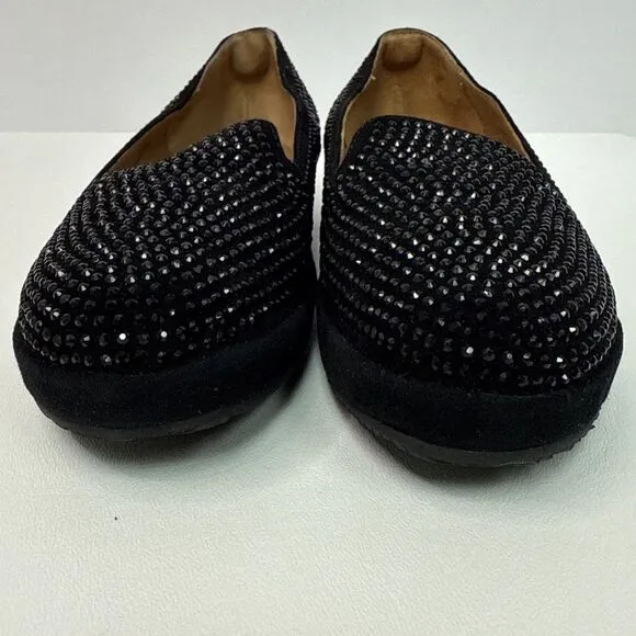 L'Amour Des Pieds Black Correze Embellished Sparkly Loafers Comfort Shoe - 5.5