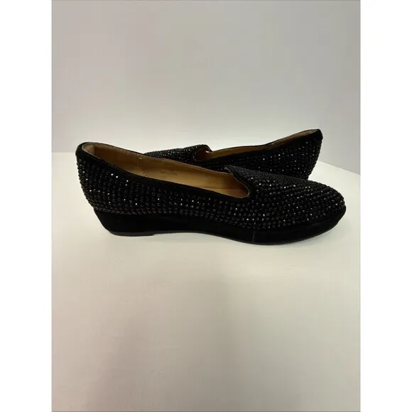 L'Amour Des Pieds Black Correze Embellished Sparkly Loafers Comfort Shoe - 5.5