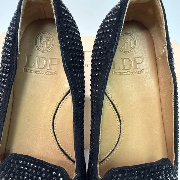 L'Amour Des Pieds Black Correze Embellished Sparkly Loafers Comfort Shoe - 5.5