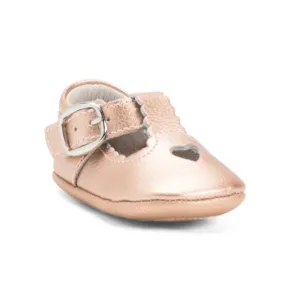 L'AMOUR Rose Gold Leather Rosalie Heart Mary Jane Flats (Infant Toddler)
