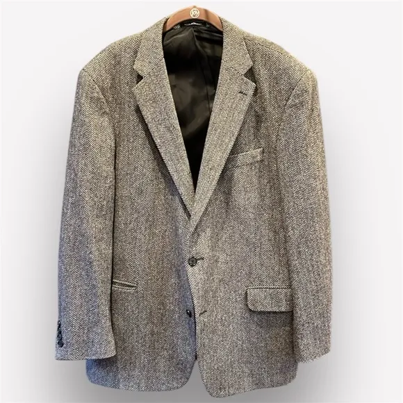 📕Lands End Gray Herringbone Sport Coat 48 Reg