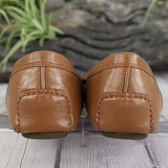 Lands End Leather Driving Loafers with Side Buckle