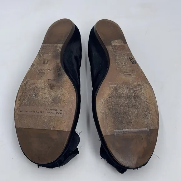 Lanvin Black Velvet Flower Toe Ballerina Flats