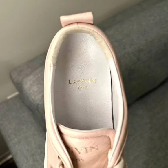 Lanvin Light Pink Low Top Leather Sneakers Size 7 US 38 EU I Neutral Minimalist