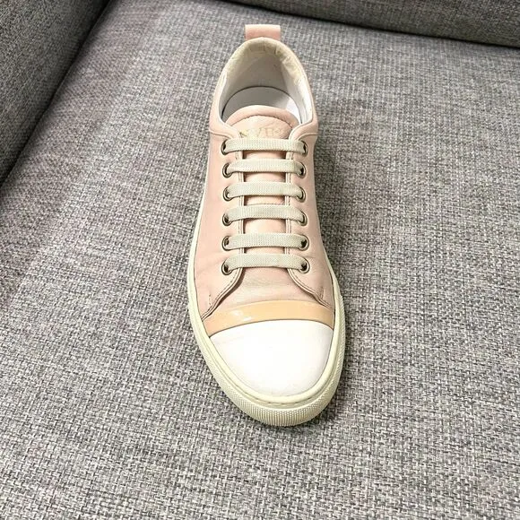 Lanvin Light Pink Low Top Leather Sneakers Size 7 US 38 EU I Neutral Minimalist