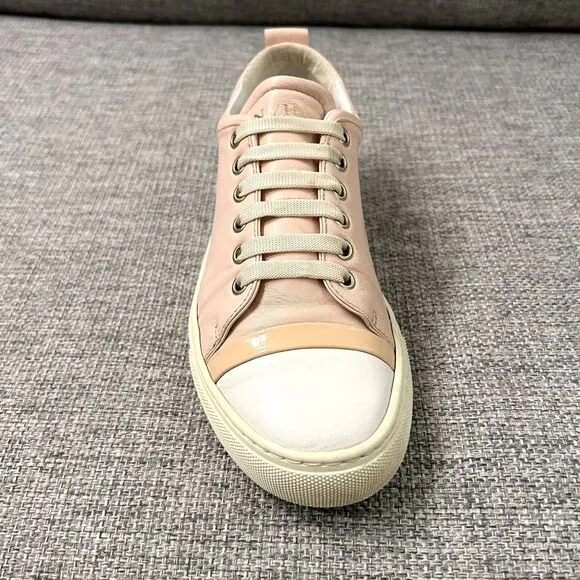 Lanvin Light Pink Low Top Leather Sneakers Size 7 US 38 EU I Neutral Minimalist