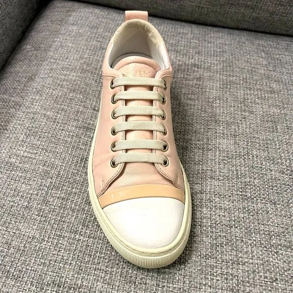 Lanvin Light Pink Low Top Leather Sneakers Size 7 US 38 EU I Neutral Minimalist