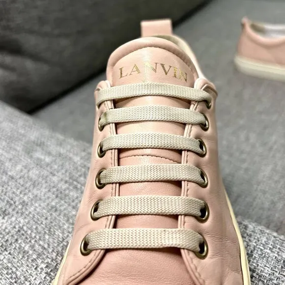 Lanvin Light Pink Low Top Leather Sneakers Size 7 US 38 EU I Neutral Minimalist