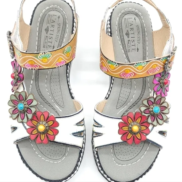 L'Artiste by Spring Step Womens Laga Slingback Colorful Sandals Size 8 EU 38