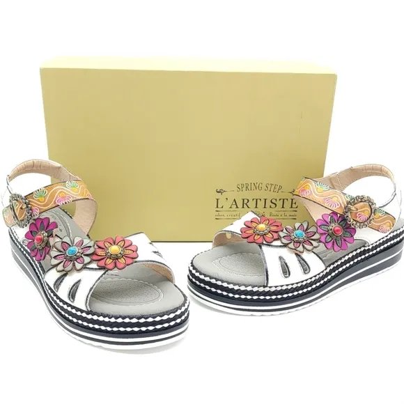 L'Artiste by Spring Step Womens Laga Slingback Colorful Sandals Size 8 EU 38