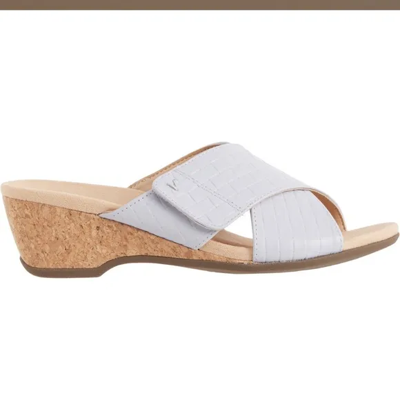 🎉LAST PIECE 🎉 Vionic Leticia Wedge Sandals - Leather - Blue Haze