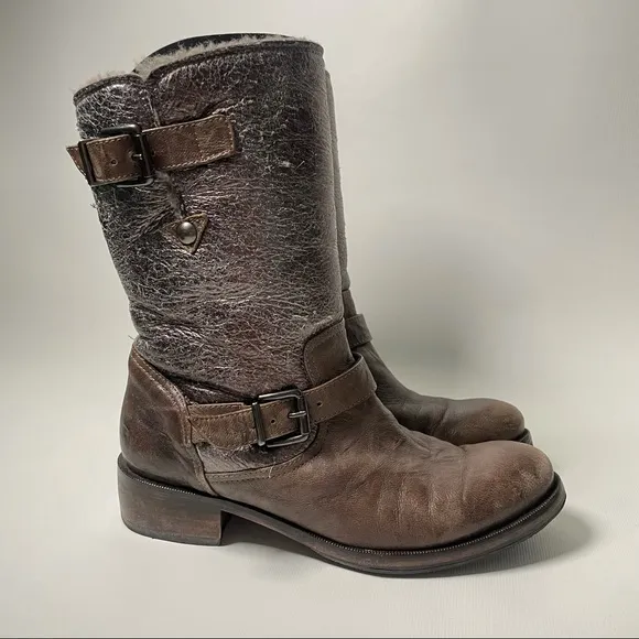Latitude Femme Shearling Lined Moto Boots - sz 37