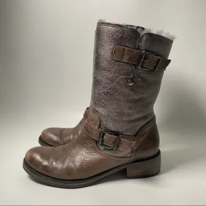 Latitude Femme Shearling Lined Moto Boots - sz 37