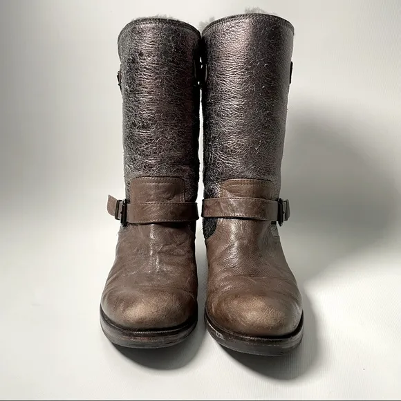 Latitude Femme Shearling Lined Moto Boots - sz 37