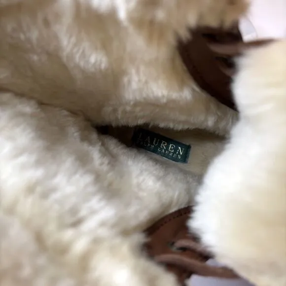 Lauren by Ralph Lauren Quinta Brown Leather Shearling Sheep Boots‎ US Size 6 B